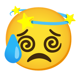 dizzy and sad but relieved face