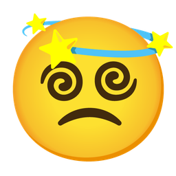 dizzy and slightly frowning face