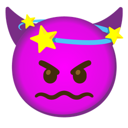 dizzy and smiling face with horns