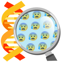 dna and anxious face with sweat