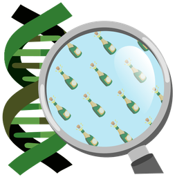 dna and bottle with popping cork