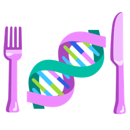 dna and fork and knife with plate