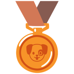 Dog face and 3rd place medal
