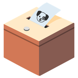 Dog face and Ballot box with ballot