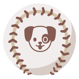 dog face and baseball