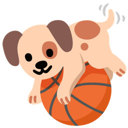 dog face and basketball