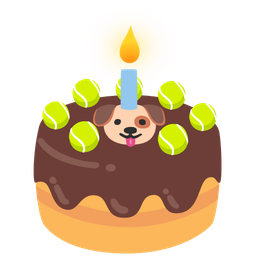 dog face and birthday cake