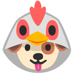 dog face and chicken