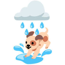 dog face and cloud with rain