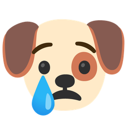 Dog face and Crying face