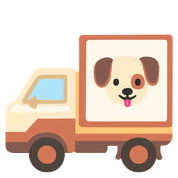 dog face and delivery truck