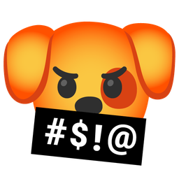 Dog face and Face with symbols on mouth