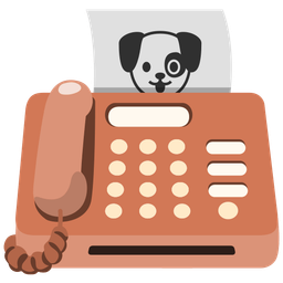 dog face and fax machine