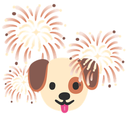 Dog face and Fireworks