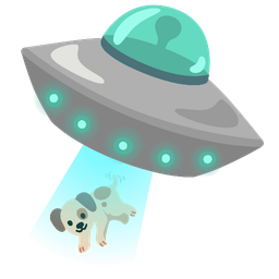 Dog face and Flying saucer