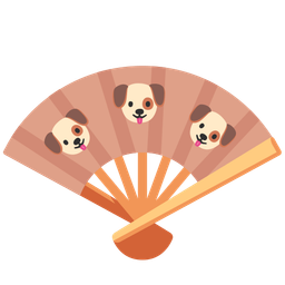 Dog face and Folding hand fan