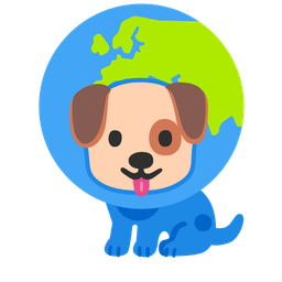 Dog face and Globe showing Europe-Africa