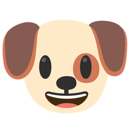 Dog face and Grinning face with big eyes