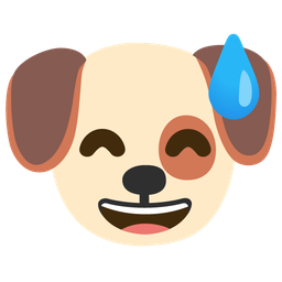 Dog face and Grinning face with sweat