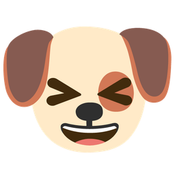 Dog face and Grinning squinting face