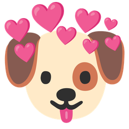 Dog face and Heart with arrow