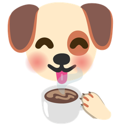 dog face and hot beverage