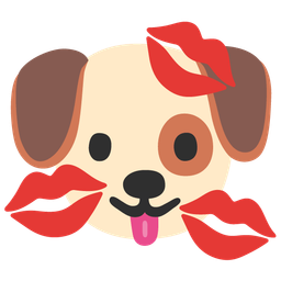 dog face and kiss mark