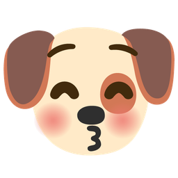 Dog face and Kissing face with closed eyes