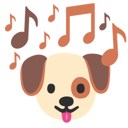 dog face and musical notes