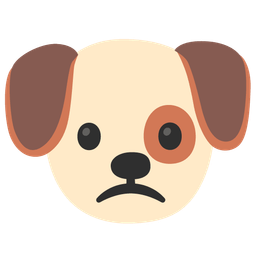Dog face and Slightly frowning face