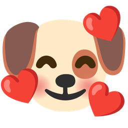 Dog face and Smiling face with hearts