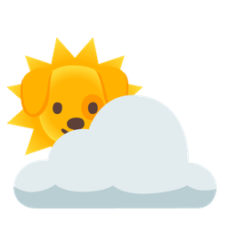 Dog face and Sun behind cloud