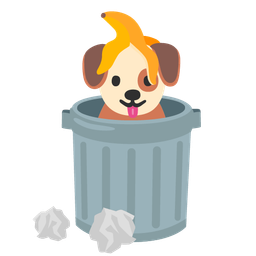 Dog face and Wastebasket