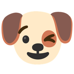 Dog face and Winking face