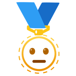 dotted line face and 1st place medal