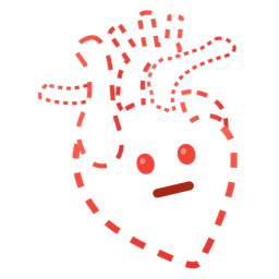 dotted line face and anatomical heart