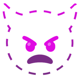 dotted line face and angry face with horns