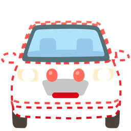 dotted line face and automobile