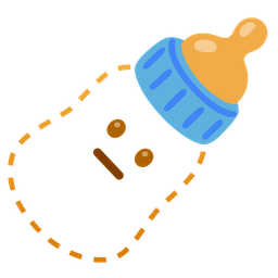dotted line face and baby bottle