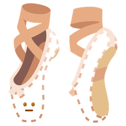 dotted line face and ballet shoes