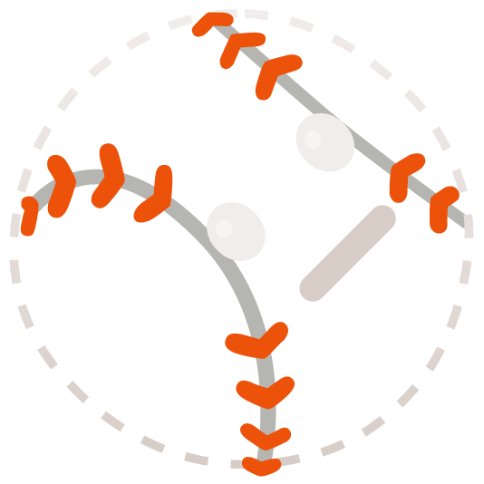 Dotted line face and Baseball