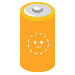dotted line face and battery