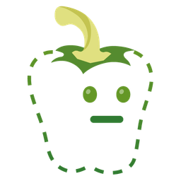 dotted line face and bell pepper