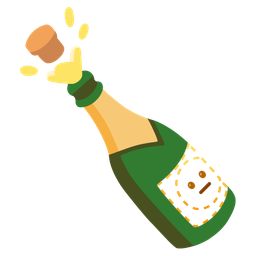 dotted line face and bottle with popping cork