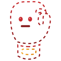 dotted line face and boxing glove