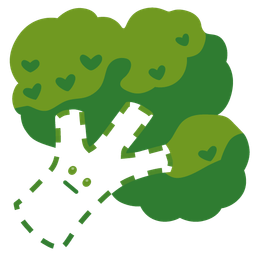 dotted line face and broccoli