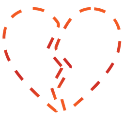 dotted line face and broken heart