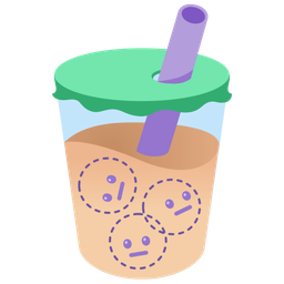 dotted line face and bubble tea