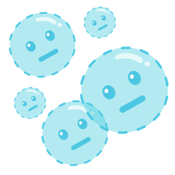 dotted line face and bubbles