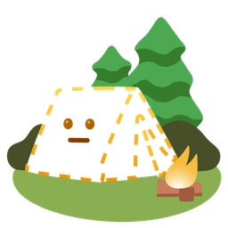 dotted line face and camping